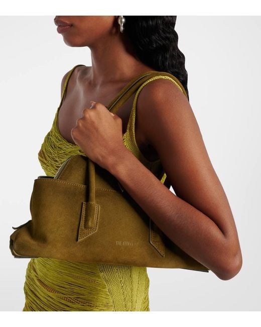 The Attico Green La Passeggiata Small Suede Tote Bag