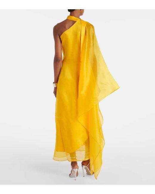 ‎Taller Marmo Yellow Kaftan Betsy Fantasma Aus Seiden-Cady