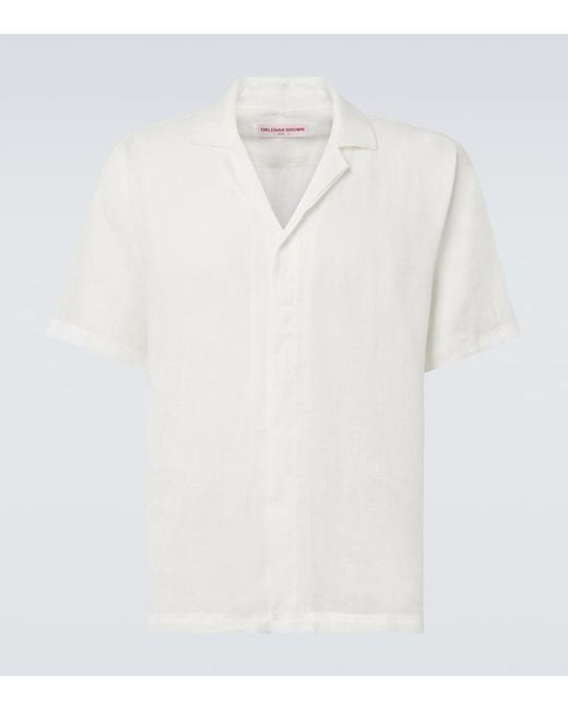 Orlebar Brown White Maitan Linen Shirt for men