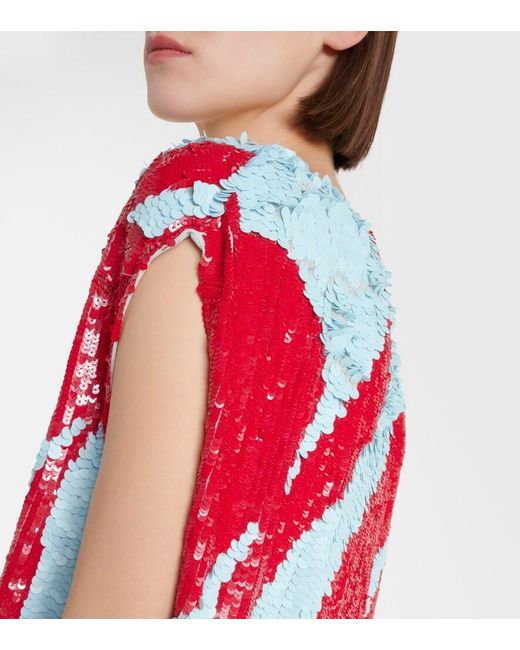 Dries Van Noten Red Sequined Top