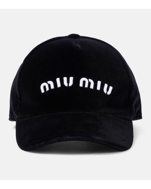 Miu Miu Black Logo Denim Baseball Cap