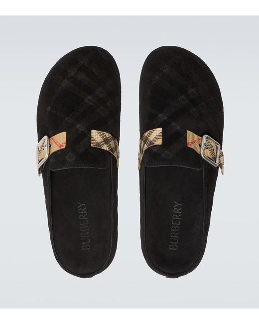 Burberry Black Urchin Suede Clogs for men