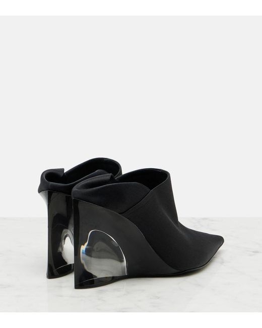 Alaïa Black Invisible Convertible Satin Wedge Mules