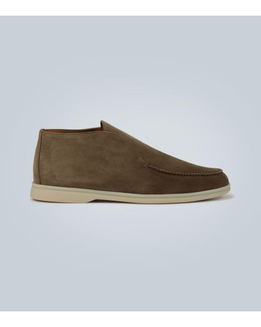 Loro Piana Brown Open Walk Suede Ankle Boots for men