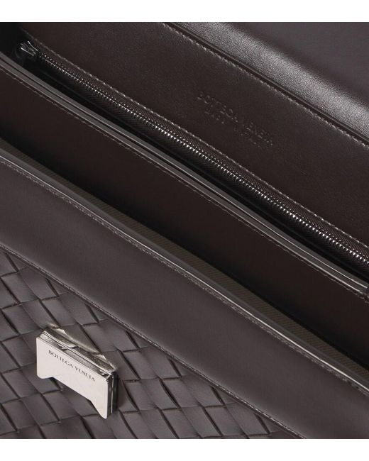 Bottega Veneta Black Andiamo Medium Leather Messenger Bag for men