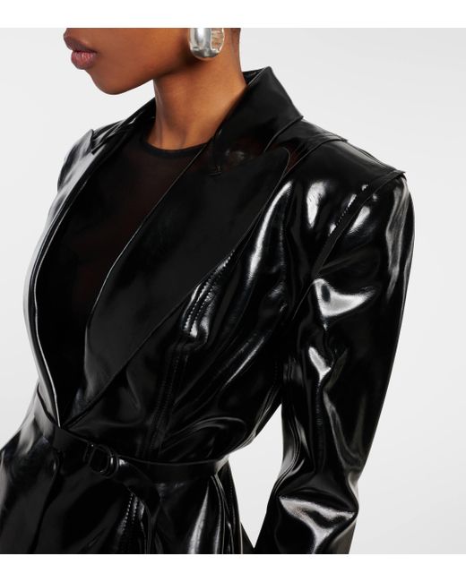 Norma Kamali Black Faux Leather Blazer
