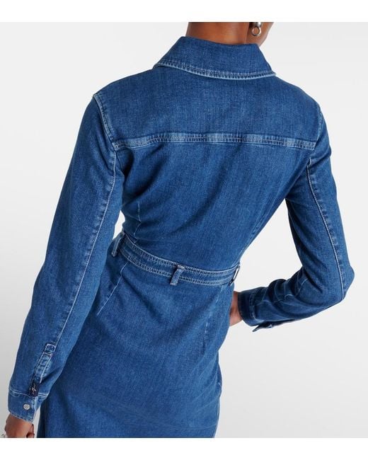 7 For All Mankind Blue Denim Midi Dress