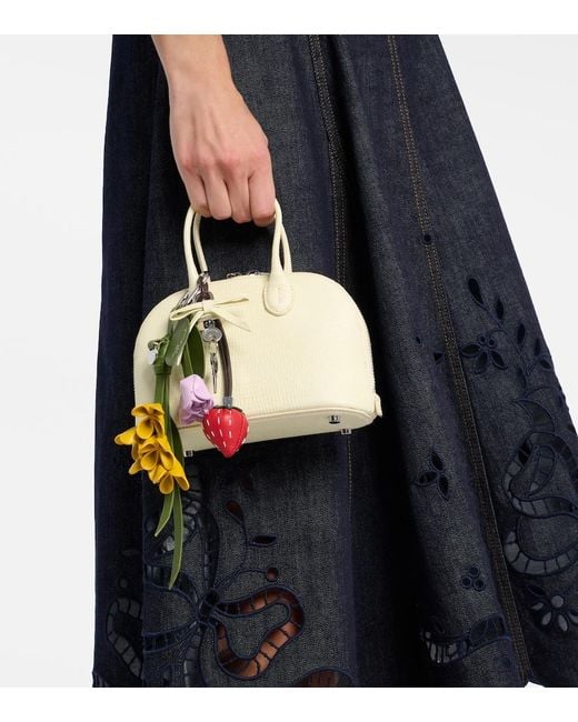Self-Portrait Natural Lizard Small Leather Top-Handle Bag