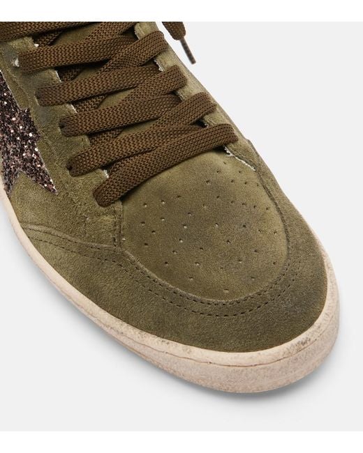 Golden Goose Deluxe Brand Brown Ball Star Glitter Suede Sneakers