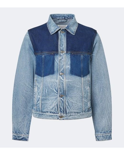 Maison Margiela Blue Patchwork Denim Jacket for men