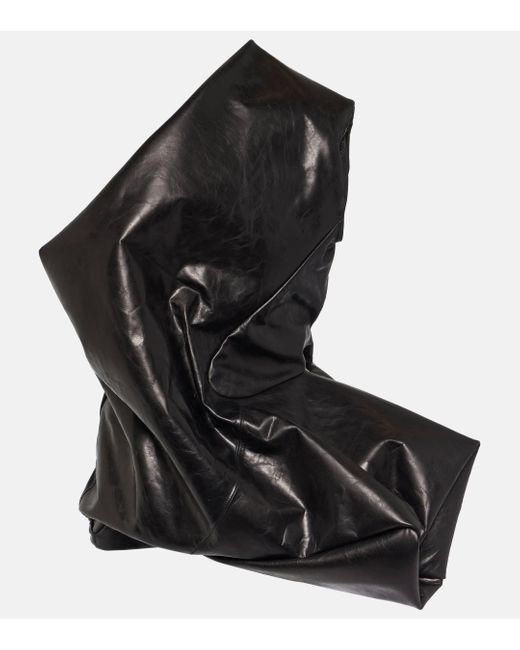Rick Owens Black Asymmetric Leather Top