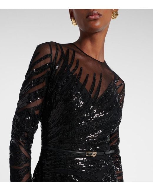 Elie Saab Black Embellished Gown