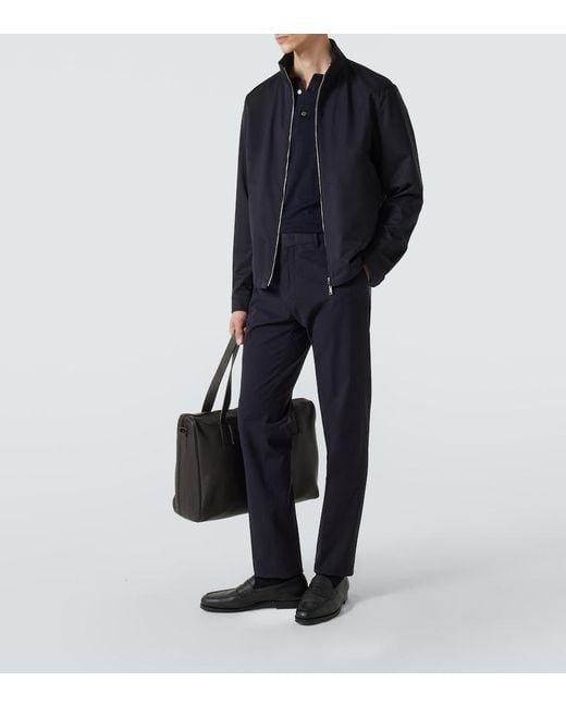 Zegna Blue Cotton-Blend Straight Pants for men
