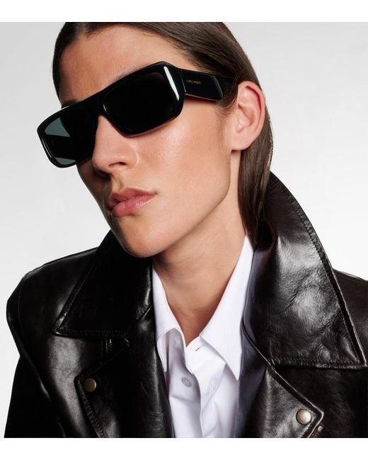 Saint Laurent Blue Sl Logo Rectangular Sunglasses