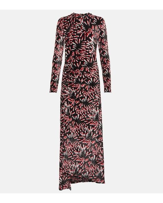 Rabanne Purple Printed Velvet Maxi Dress