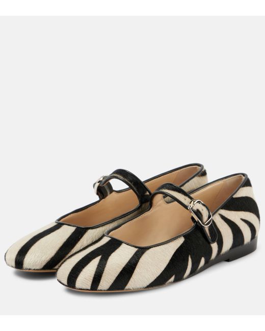 Le Monde Beryl Multicolor Zebra-Print Calf Hair Mary Jane Flats