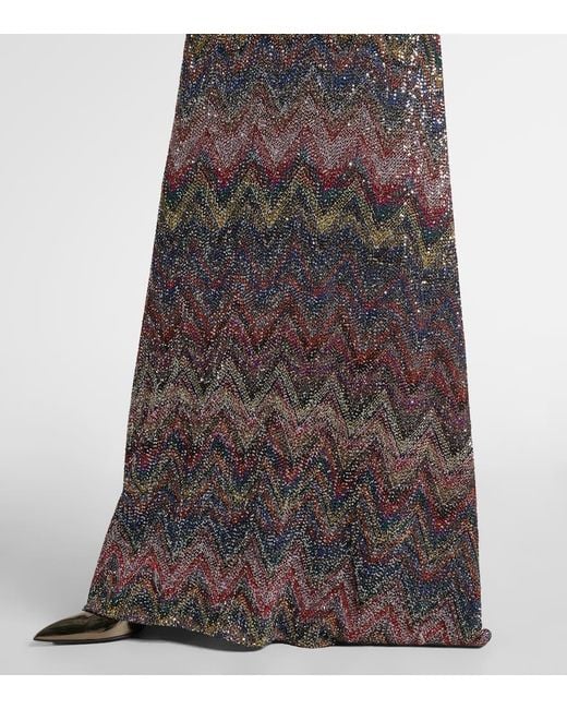 Abito Lungo Con Lame E Paillettes A Zig-Zag di Missoni in Gray