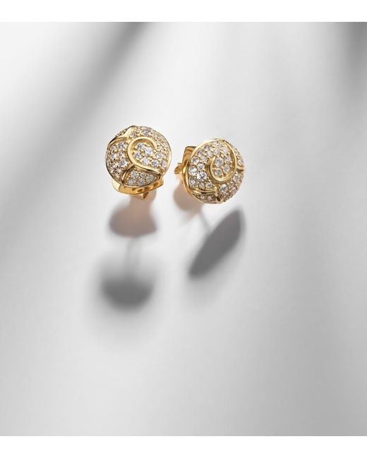 Marina B White Onda Boule 18Kt Stud Earrings With Diamonds