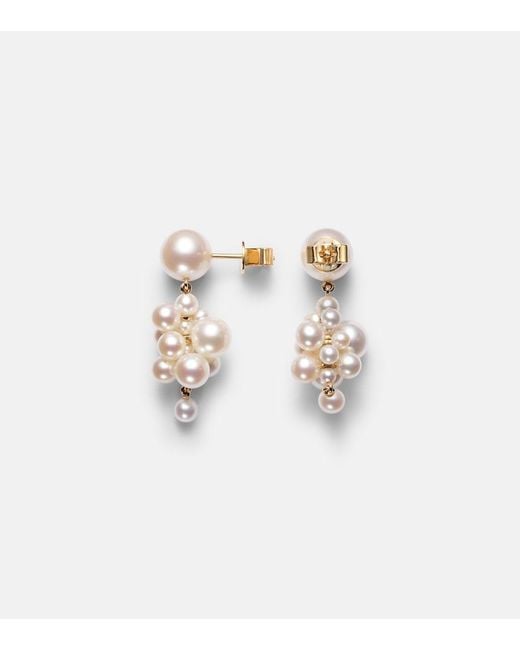 Sophie Bille Brahe White Botticelli 14Kt Earrings With Pearls