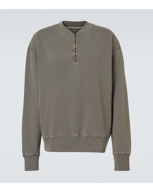 Maison Margiela Men's Gray Zip-Up Cotton Sweatshirt