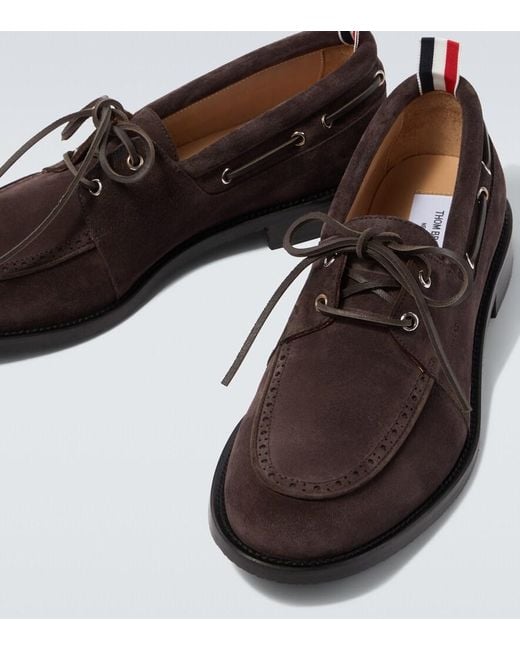 Thom Browne Brown Suede Boat Shoes for men