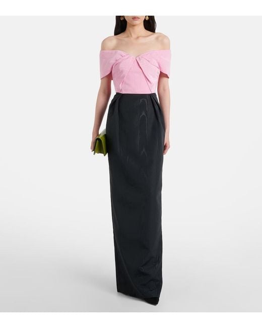 Rebecca Vallance Pink Amaro Off-Shoulder Taffeta Gown