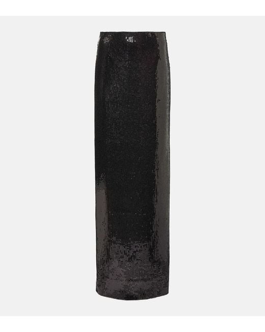 Galvan Black Beating Heart Sequined Maxi Skirt