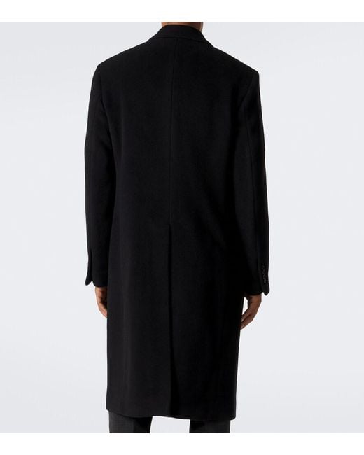 Lardini Black Double-Breasted Virgin Wool Coat for men