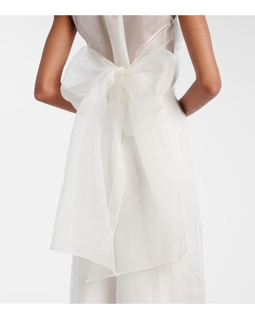 Max Mara White Bridal Tunca Semi-Sheer Silk Jumpsuit