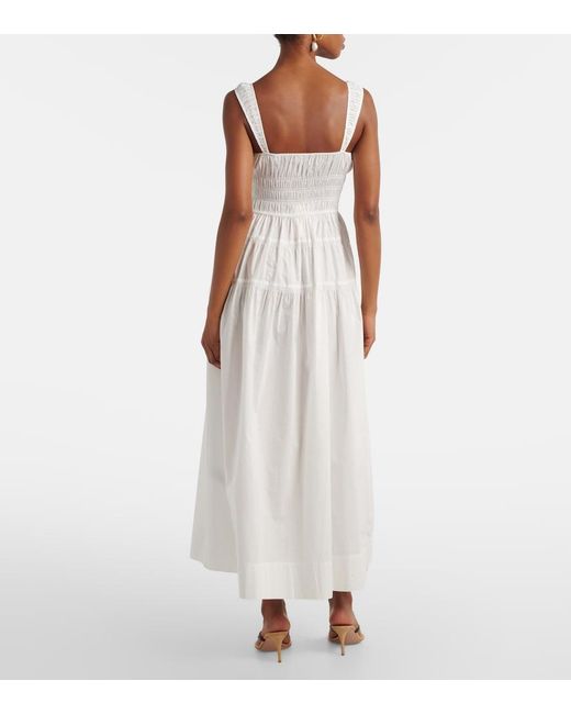 Doen White Clover Shirred Cotton Poplin Midi Dress