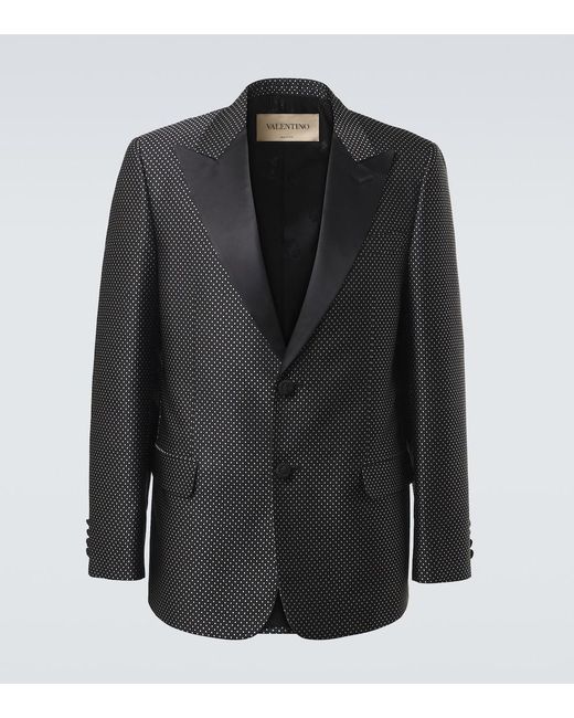 Valentino Black Polka-Dot Jacquard Tuxedo Jacket for men