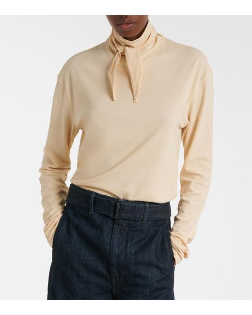 Lemaire Natural Cotton Jersey Turtleneck Top