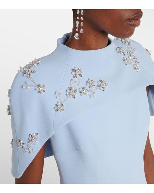 Safiyaa Blue Robe Mit Kristallen Und Zierperlen