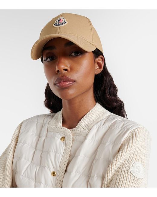 Moncler Natural Logo Cotton Gabardine Baseball Cap