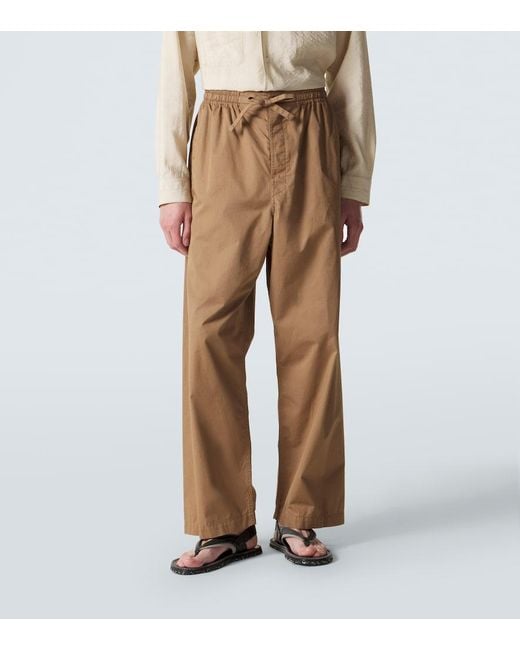 Lemaire Brown Cotton Twill Wide-Leg Pants for men