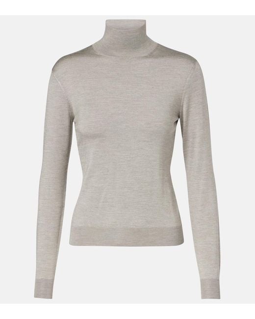 Ralph Lauren Women's Gray Silk-Blend Turtleneck Sweater
