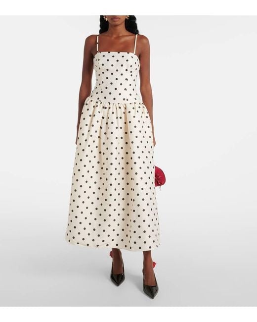 Self-Portrait White Polka-Dot Taffetta Corset Dress