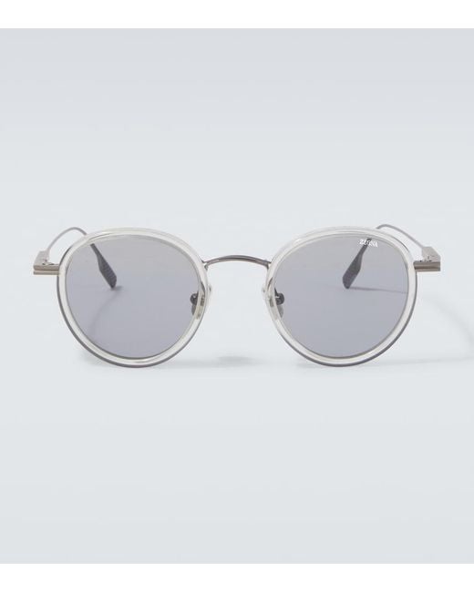 Zegna Metallic Round Sunglasses for men