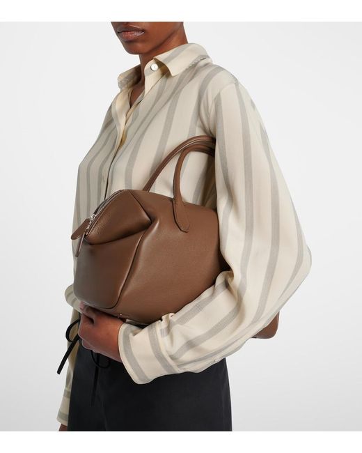The Row Brown Faye Leather Top-Handle Bag