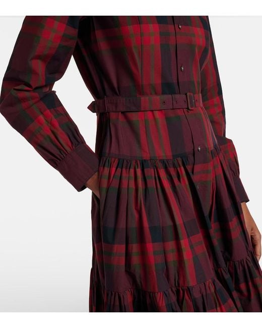 belted plaid cotton-blend dress Polo Ralph Lauren BELTED PLAID COTTON BLEND DRESS - Shirt dress - brown