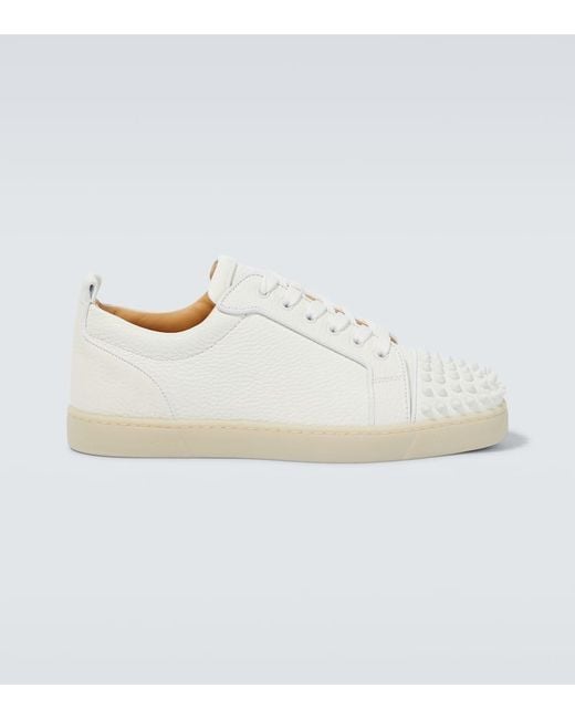 Christian Louboutin White Louis Junior Spikes Cap-Toe Full-Grain Leather Sneakers for men