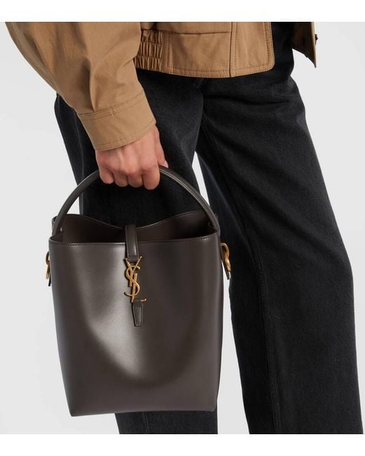 Saint Laurent Black Le 37 Cassandre Leather Bucket Bag