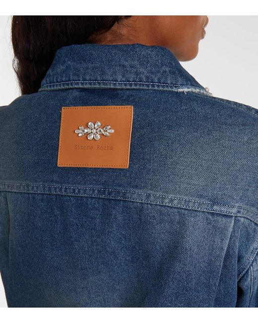 Simone Rocha Blue Turbo Embellished Denim Jacket