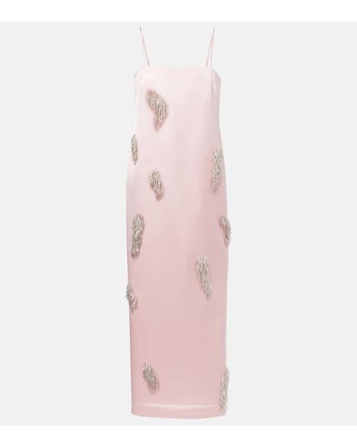 ALÉMAIS Pink Cindy Embellished Satin Slip Dress
