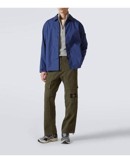 Stone Island Blue Compass Cotton Canvas Overshirt for men