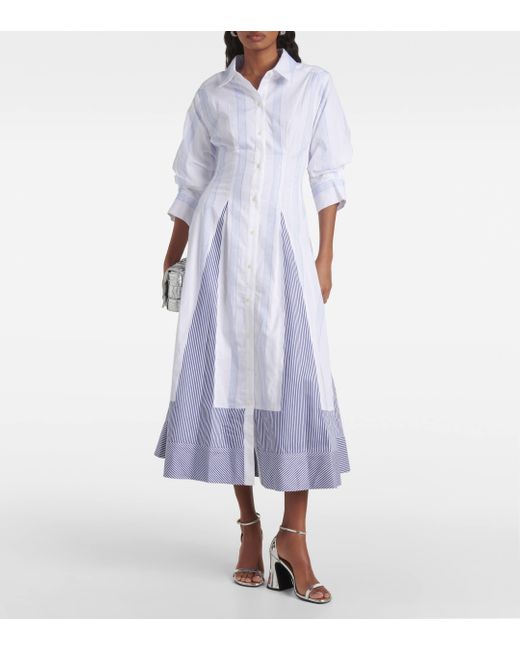 Jonathan Simkhai Blue Striped Cotton Shirt Dress