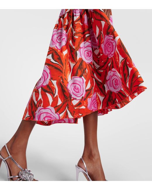 Diane von Furstenberg Red Artie Floral Cotton-blend Midi Dress