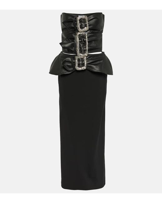 Vestido de fiesta ribetes de piel y hebillas Jean Paul Gaultier de color Black