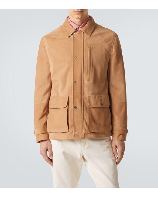 Brunello Cucinelli Brown Suede Field Jacket for men