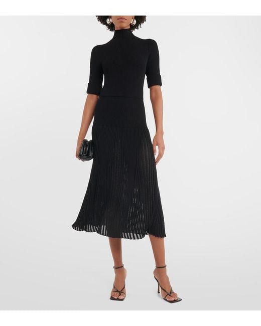 Dorothee Schumacher Black Plisse Knit Midi Dress